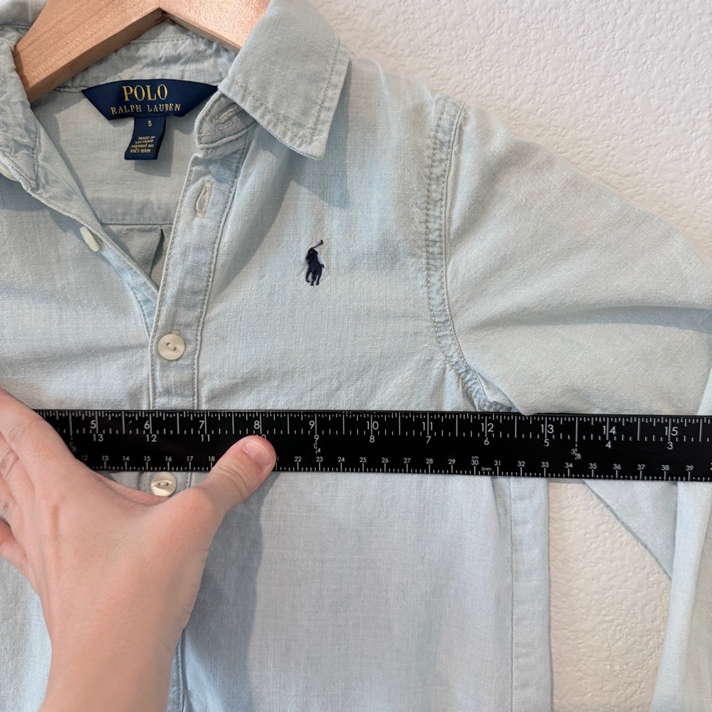 Polo Ralph Lauren Girls Chambray Drop Waist Dress Sz 5 | Quiet Luxury Coastal - Picture 4 of 8